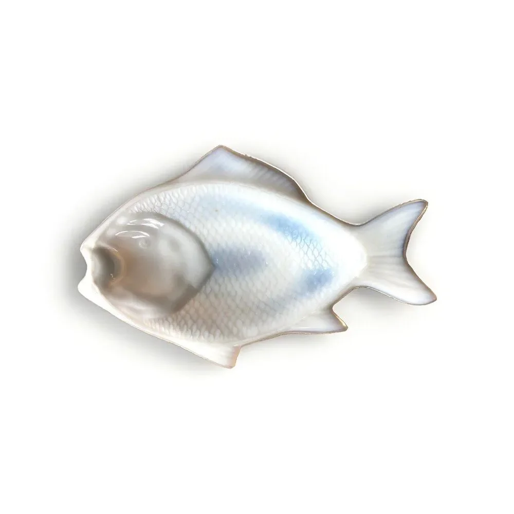White Milk Glass 9.5” Fish Dish  marked Patent 1872 VTG Clambroth